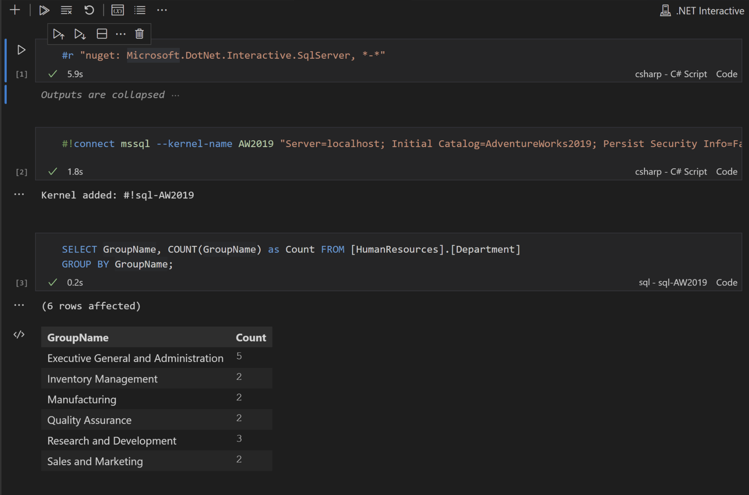 Connecting to SQL Example