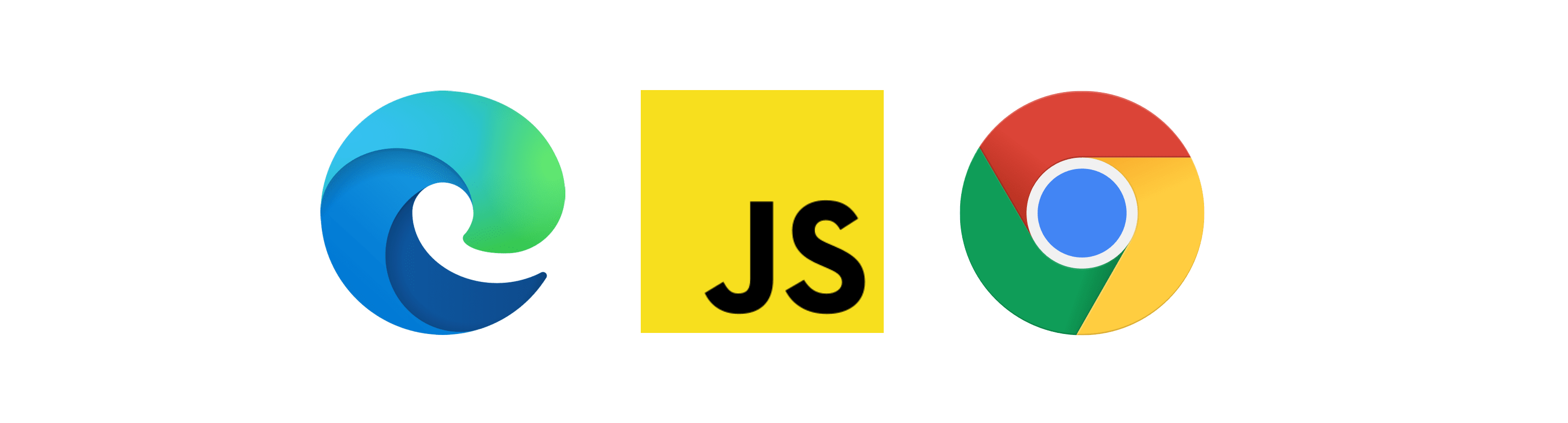 JavaScript, Edge, and Chrome 로고