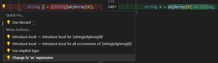 Change to as expression example