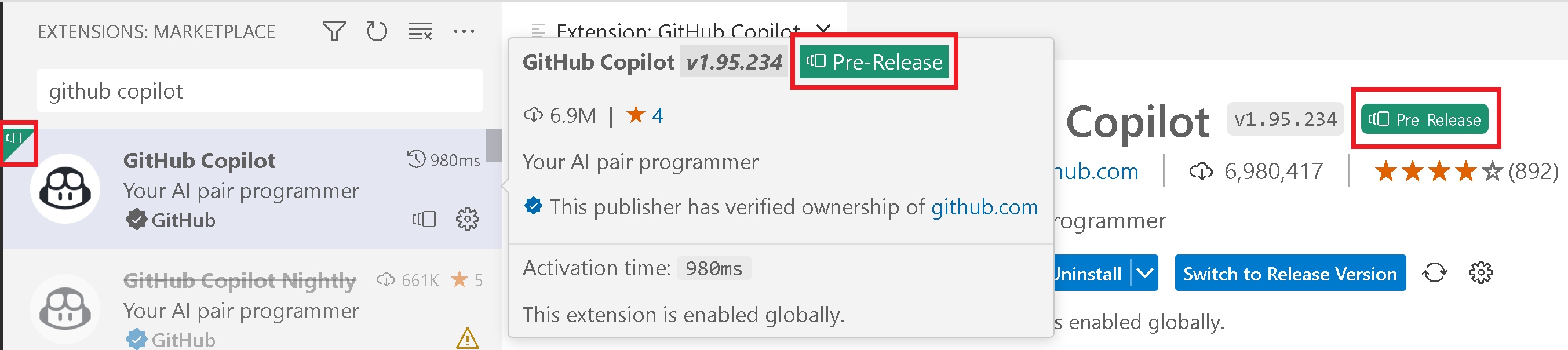 GitHub Copilot 확장의 시험판 버전