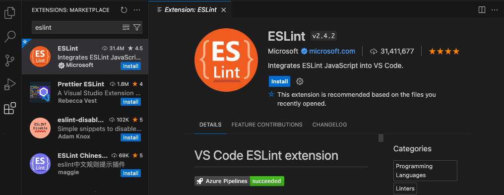 ESLint extension