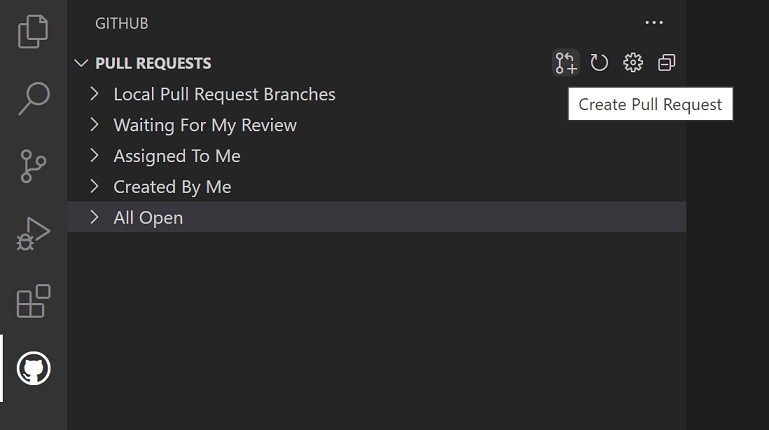 Pull Request 보기의 Create Pull Request 버튼