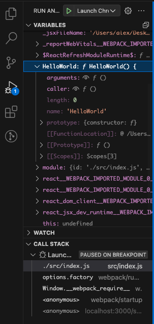 Debug element variable