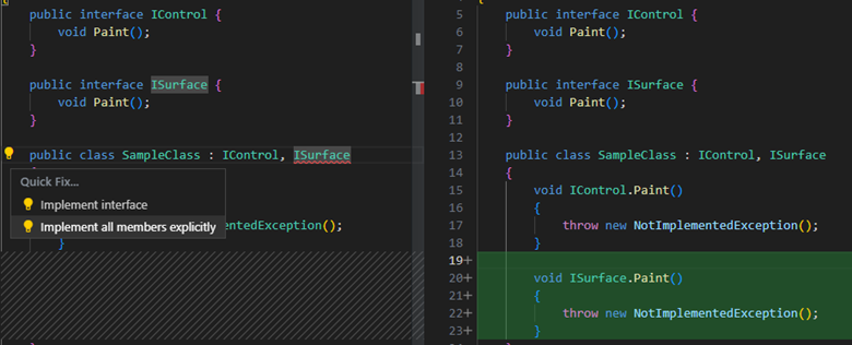 Implement all members explicitly example