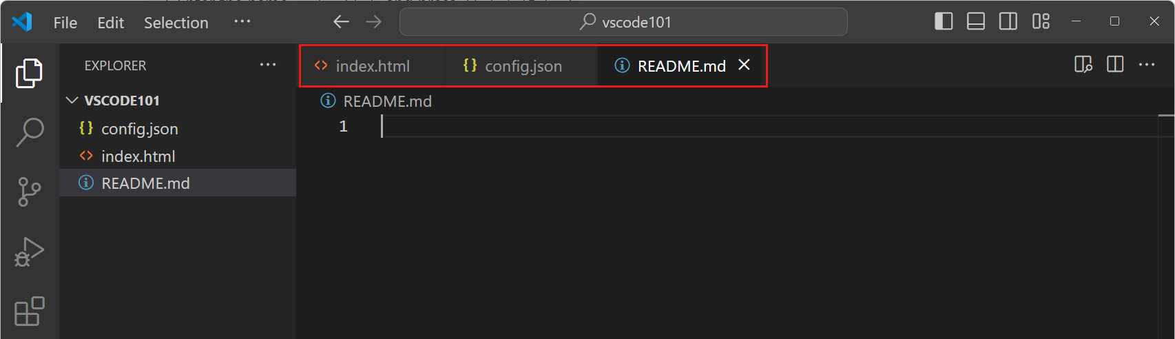 Screenshot that shows multiple Editor tabs.